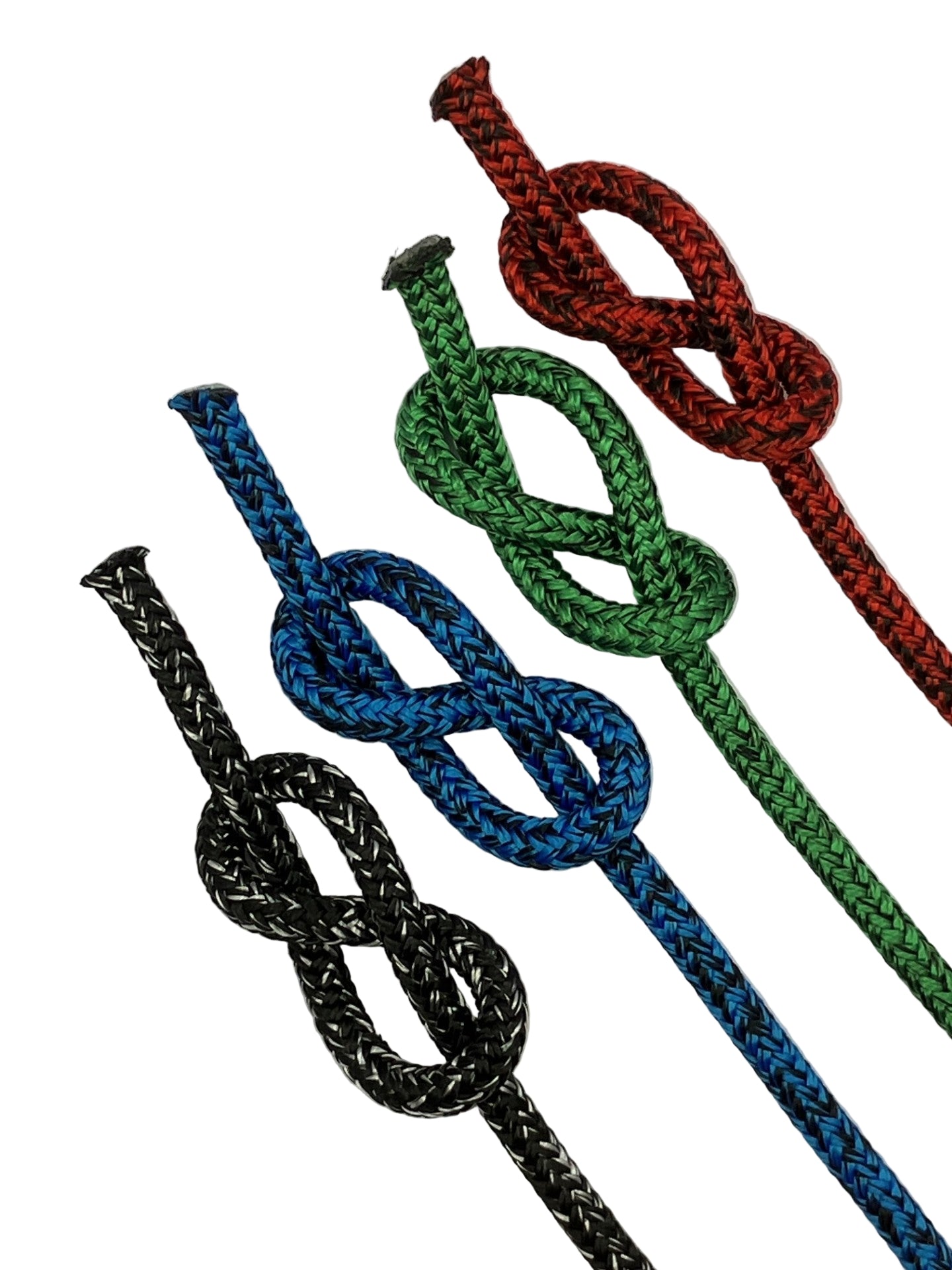 Dyneema rope colour variations - blue, red, green, and black options