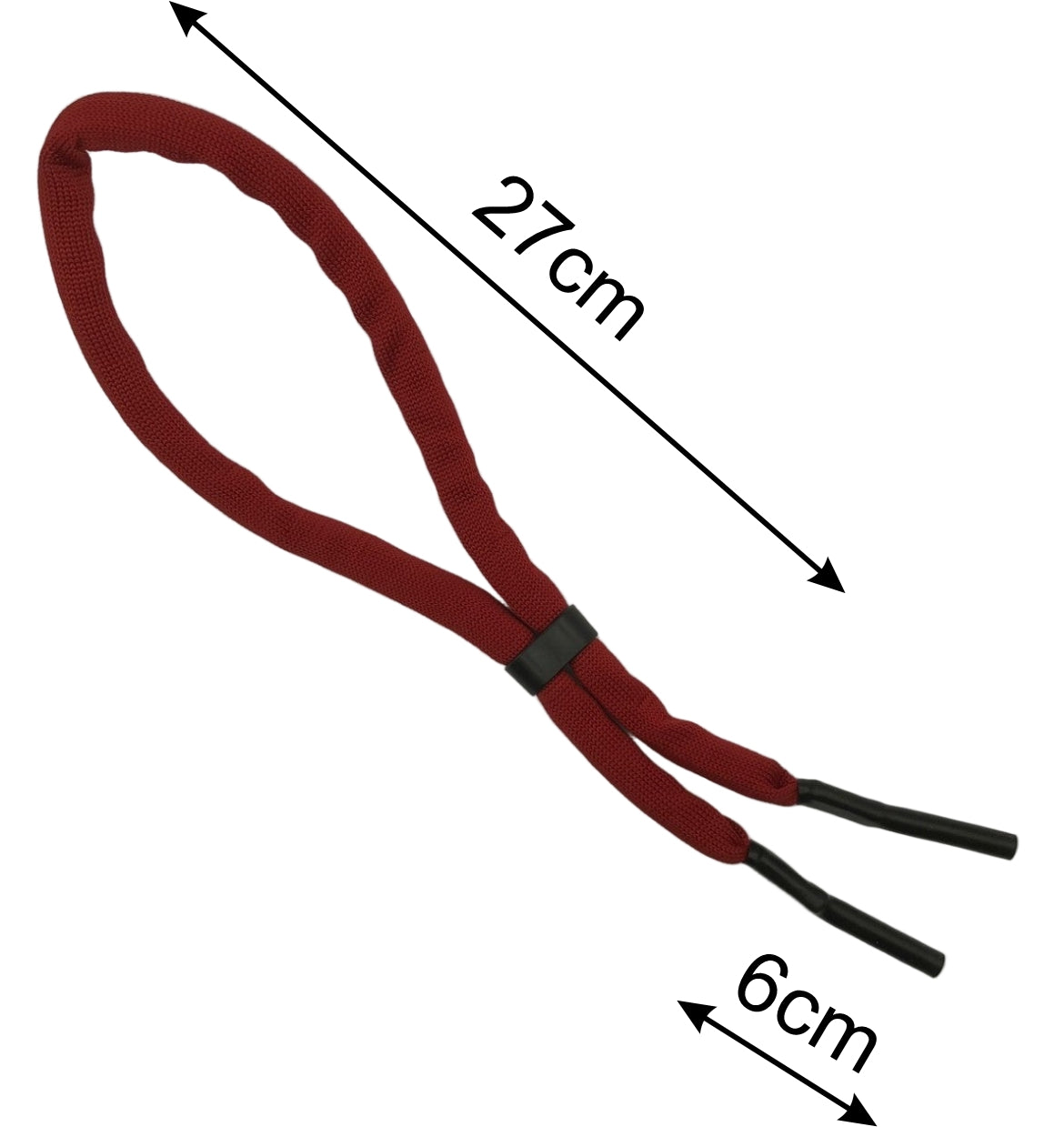 Measurement diagram for floating foam sunglass strap dimensions