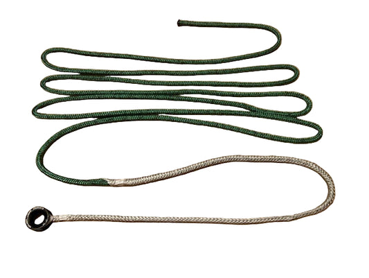 5mm Dyneema spliced rope with Kohlhoff aluminium thimble in green and black