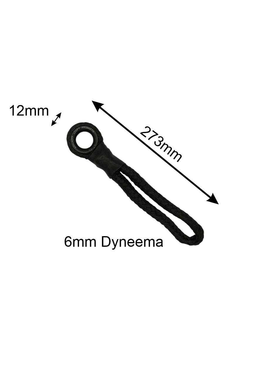 Technical dimensions for 6mm Dyneema loop - 280mm total length, 210mm loop length, 1600kg MWL