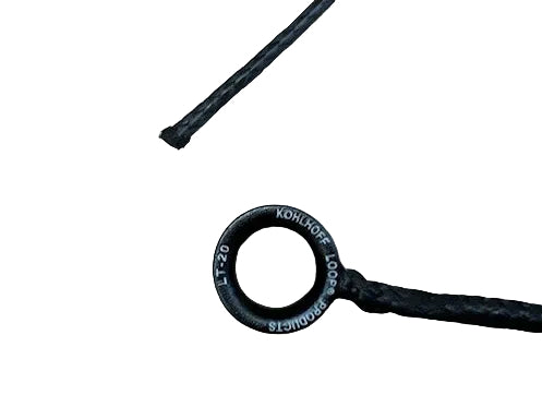 Close-up of Kohlhoff LT-20 low friction ring with Dyneema splice and rope tail