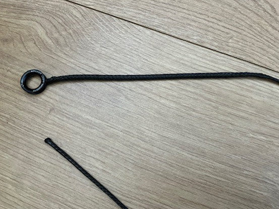 Dyneema spliced rope with low friction ring showing loop, tail, and spliced end detail