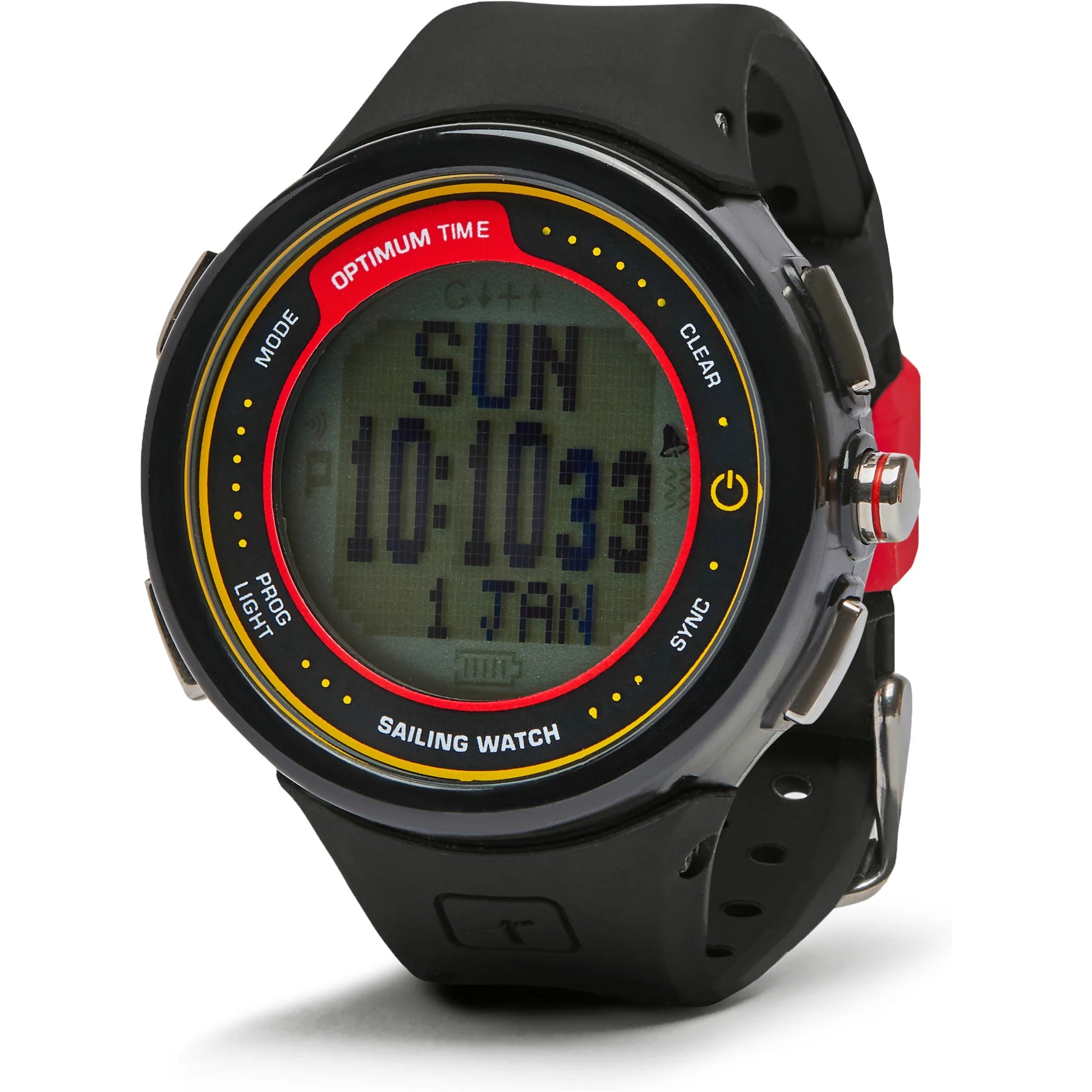 Optimum Time OS1231R black sailing watch with digital display and silicone strap