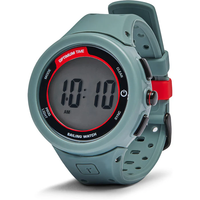 Grey Optimum Time Series 15 sailing watch with digital display, red accents and silicone strap