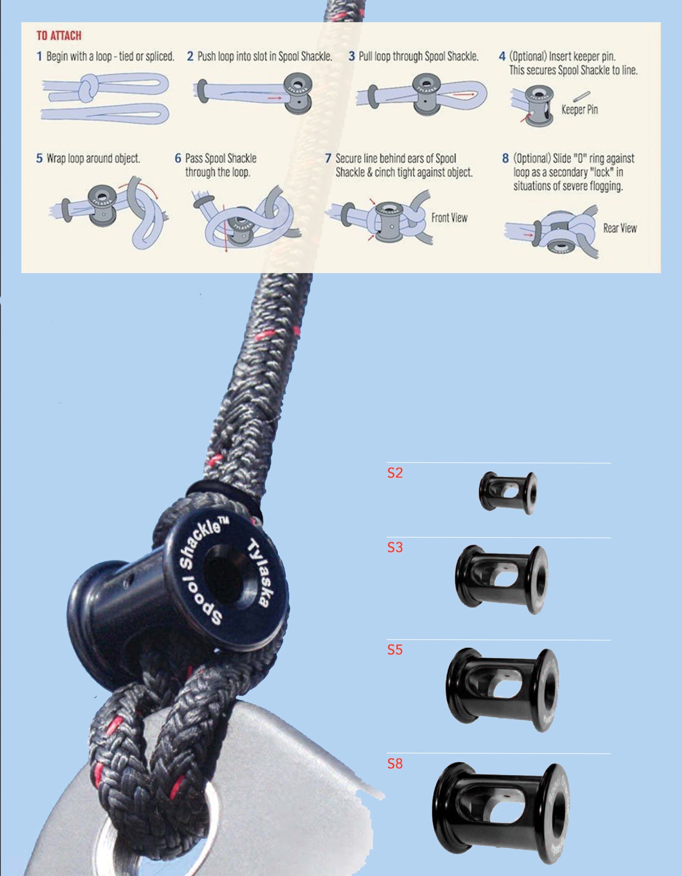 Tylaska spool shackle