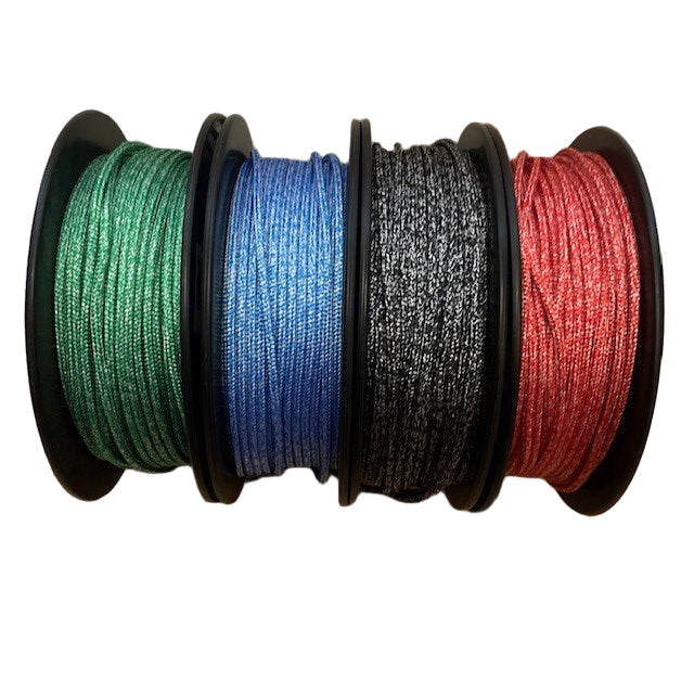 Braid on Braid polyester rope in blue, black, green and red melanges colours