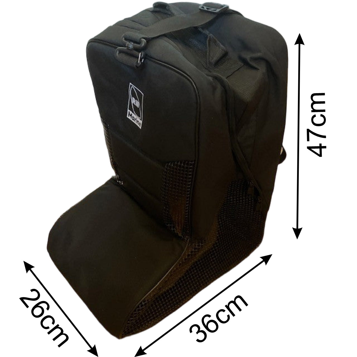 Deluxe boot bag dimensions and measurements diagram