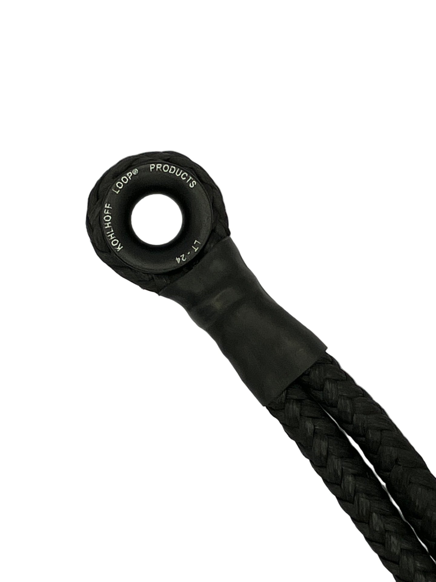 Dyneema loop with aluminium thimble showing rope construction