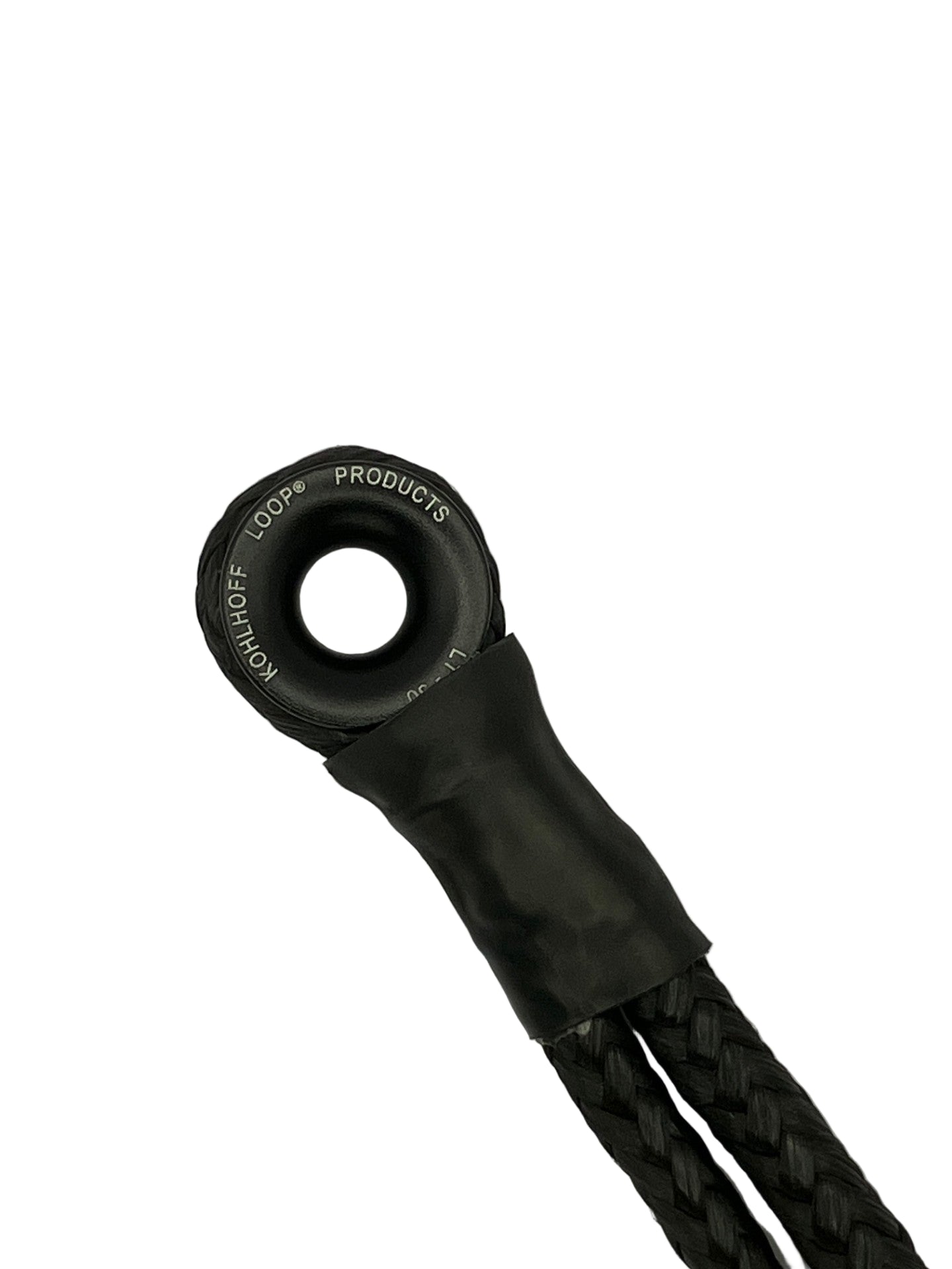 Construction detail of pre-spliced Dyneema loop with aluminium thimble