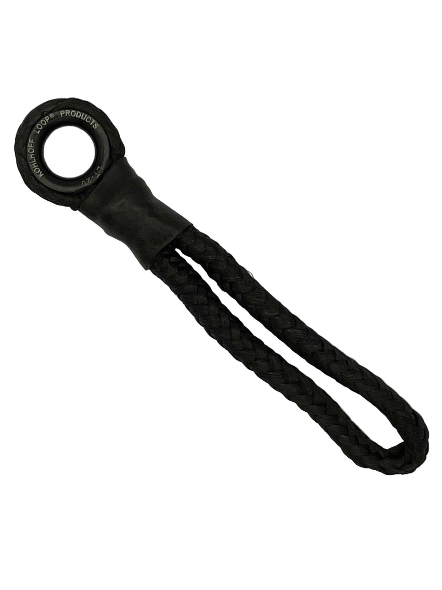Detail view of aluminium thimble with pre-spliced Dyneema loop