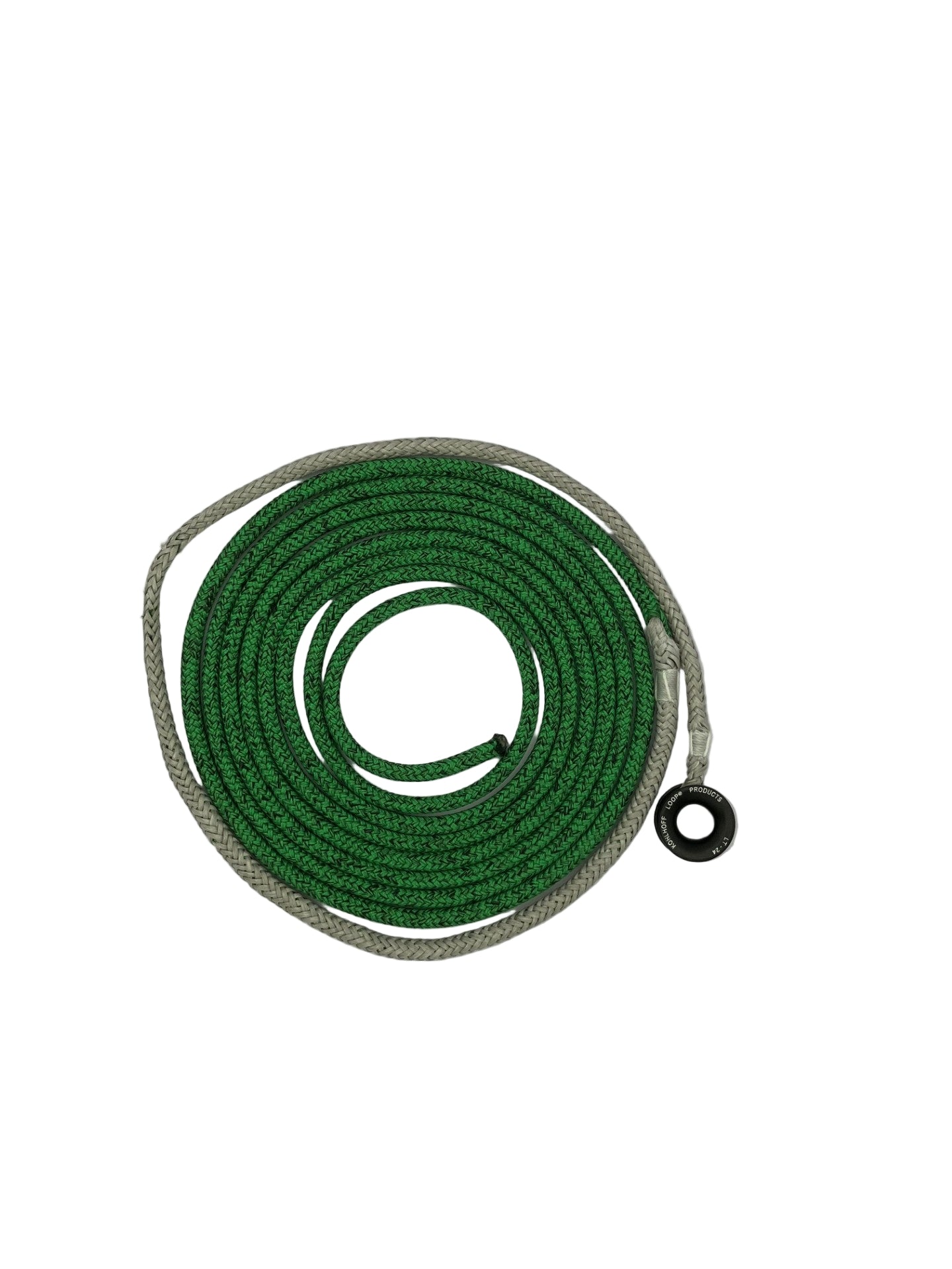 Dyneema rope splice construction showing covered and uncovered sections