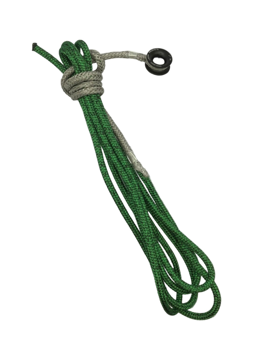 Close-up of aluminium thimble splice on 5mm Dyneema rope