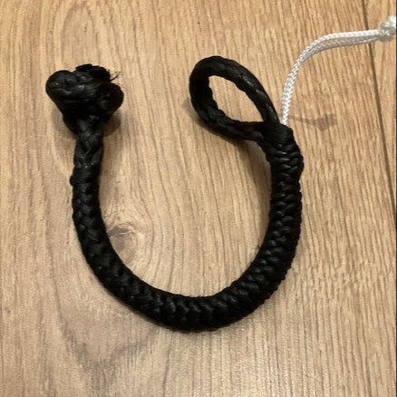 Close-up view of Dyneema soft shackle construction showing rope detail