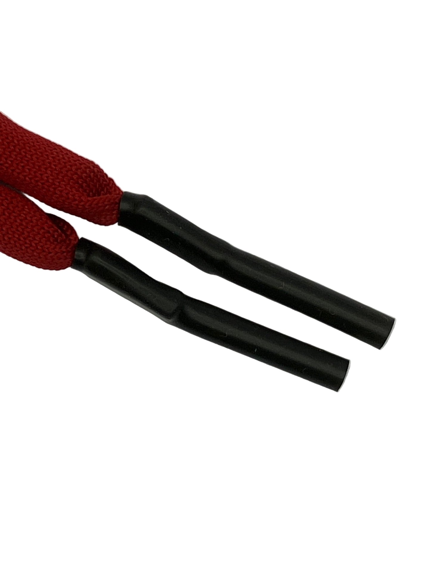 Close-up of red floating foam sunglass strap showing rubberised end fitting