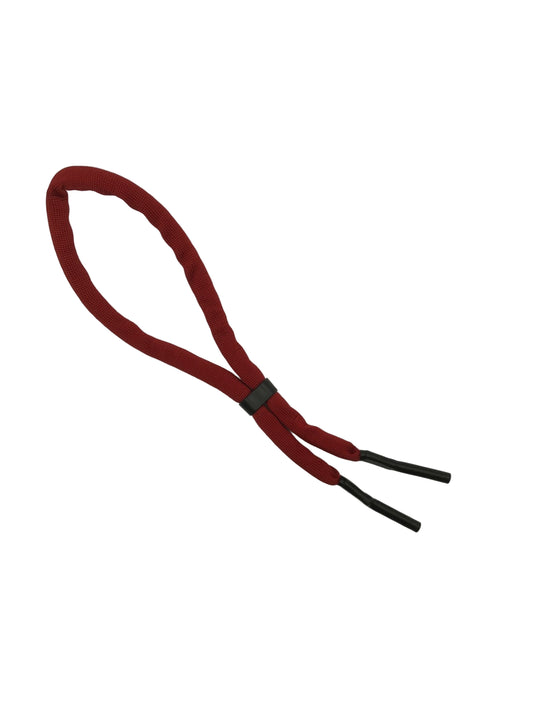 Red floating foam sunglass strap with rubberised ends and adjuster