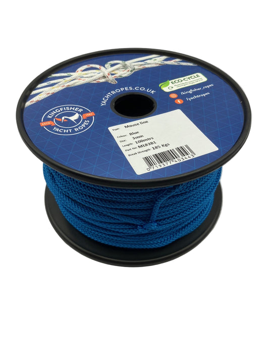 Blue mouse line 3mm x 100m 8 plait braid on plastic reel