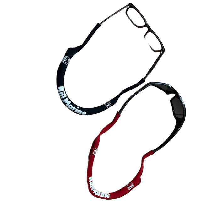 Neoprene floating glasses straps available in black and red colours