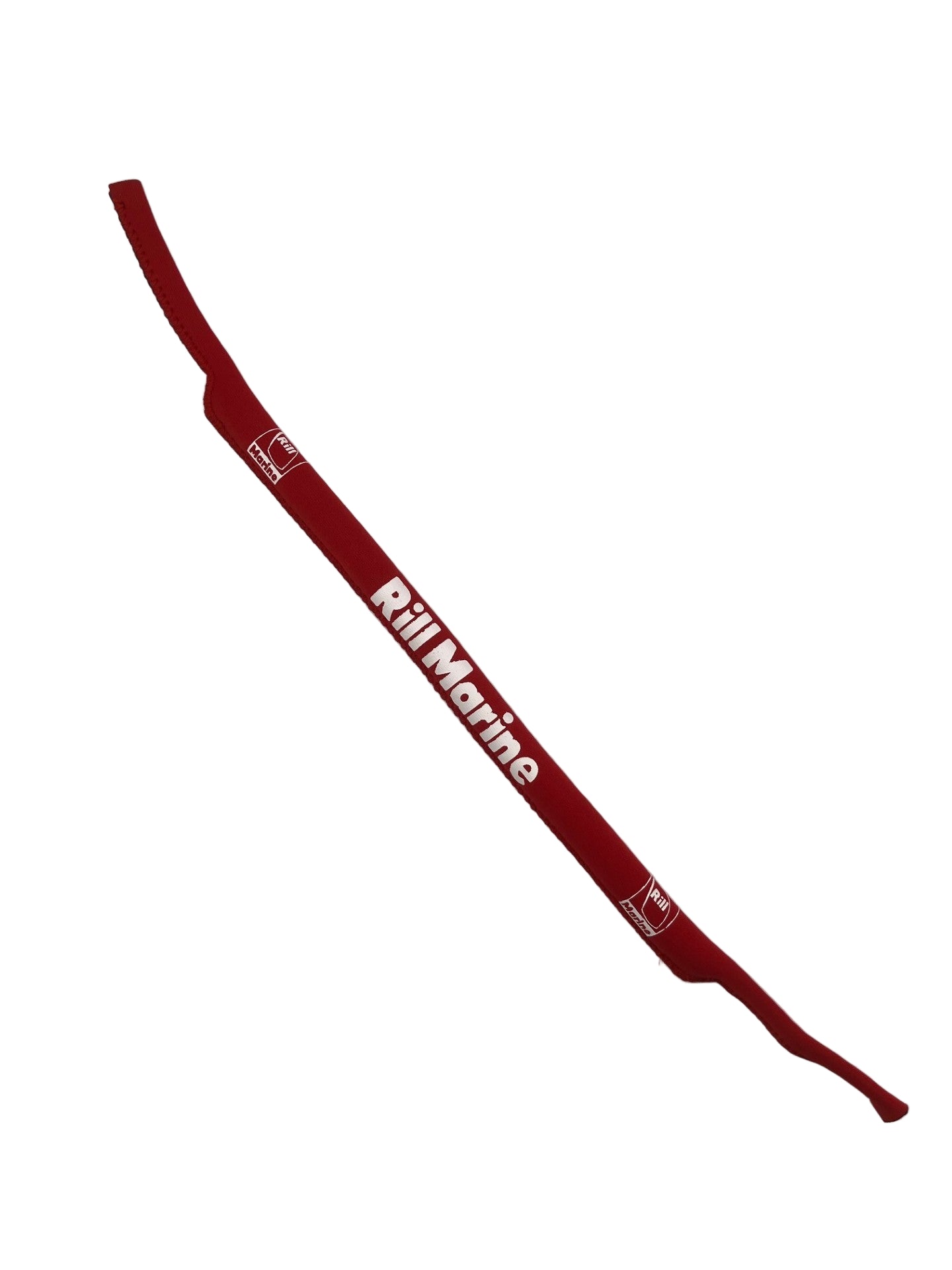 Red neoprene glasses strap showing durable construction