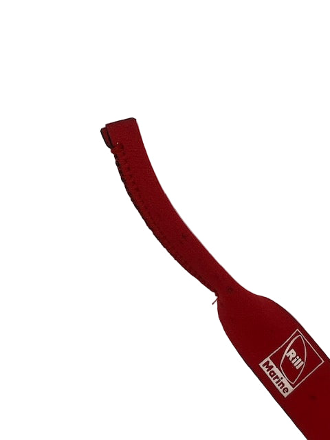 Neoprene sunglass strap showing locked stitched ends
