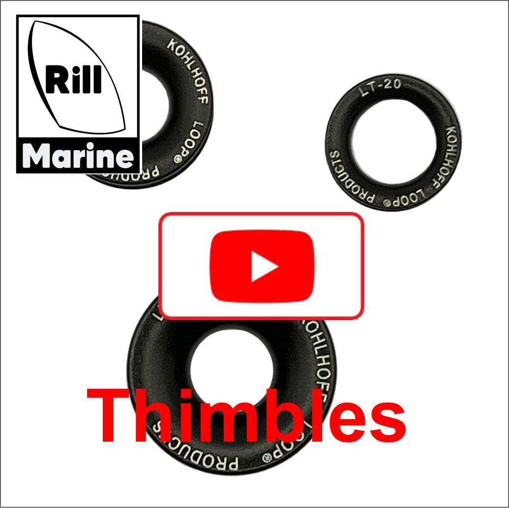Kohlhoff aluminium loop thimbles in three sizes - 20A, 24A, and 30A for marine rigging video