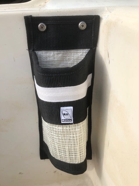 Eco-friendly winch handle pocket holding winch handle made from upcycled sails