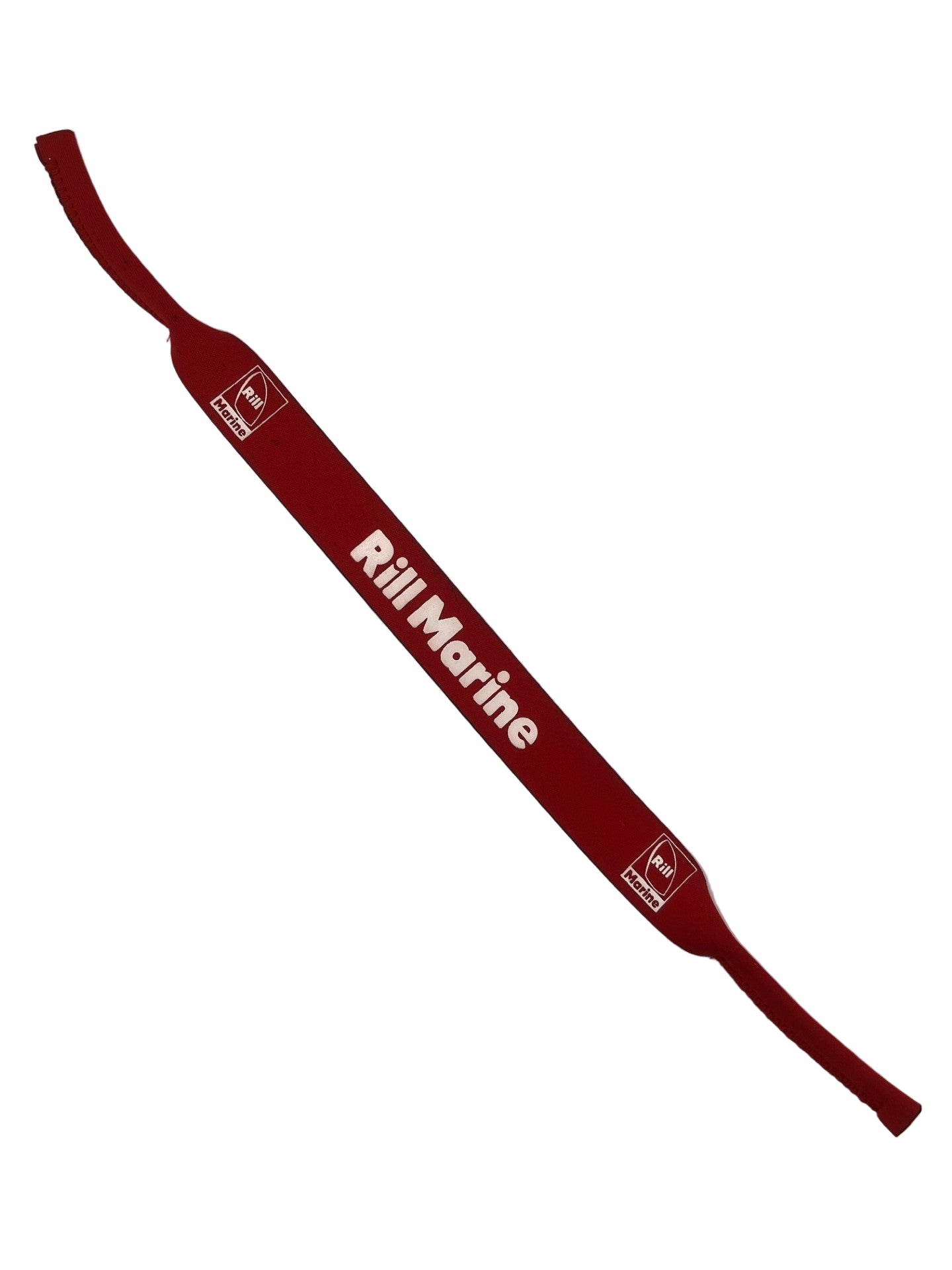 Red neoprene sunglass strap detail view