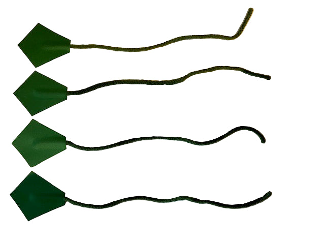 Close-up view of self-adhesive sail tell tales showing arrow-shaped mounting pads starboard