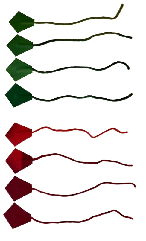 Pack of 8 self-adhesive sail tell tales with 4 red and 4 green Merino wool streamers