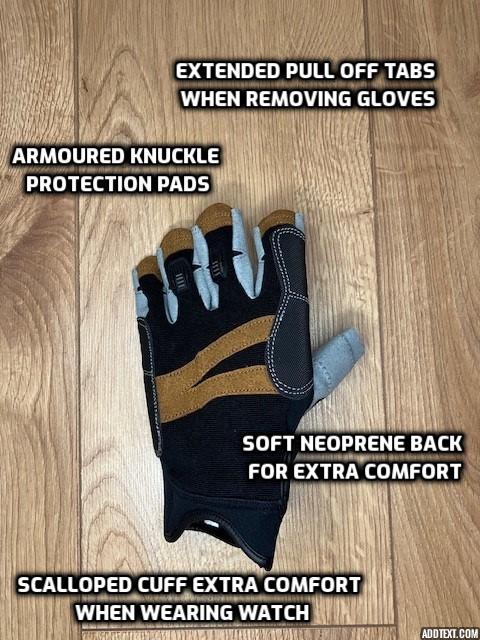 Sailing glove back showing armoured knuckle protection and neoprene construction