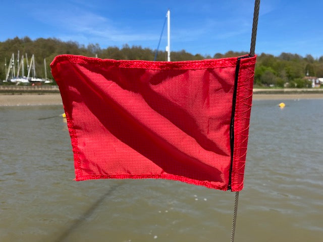 Red pennant-style sailing protest flag for racing