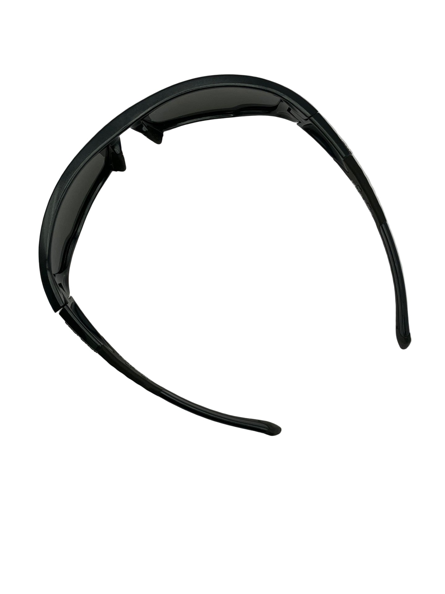 Sailing sunglasses top view showing wrap-around frame design