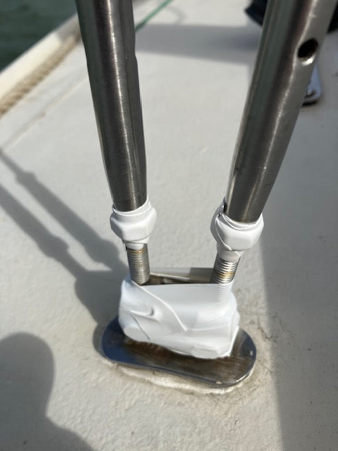 Self amalgamating tape being applied to marine equipment