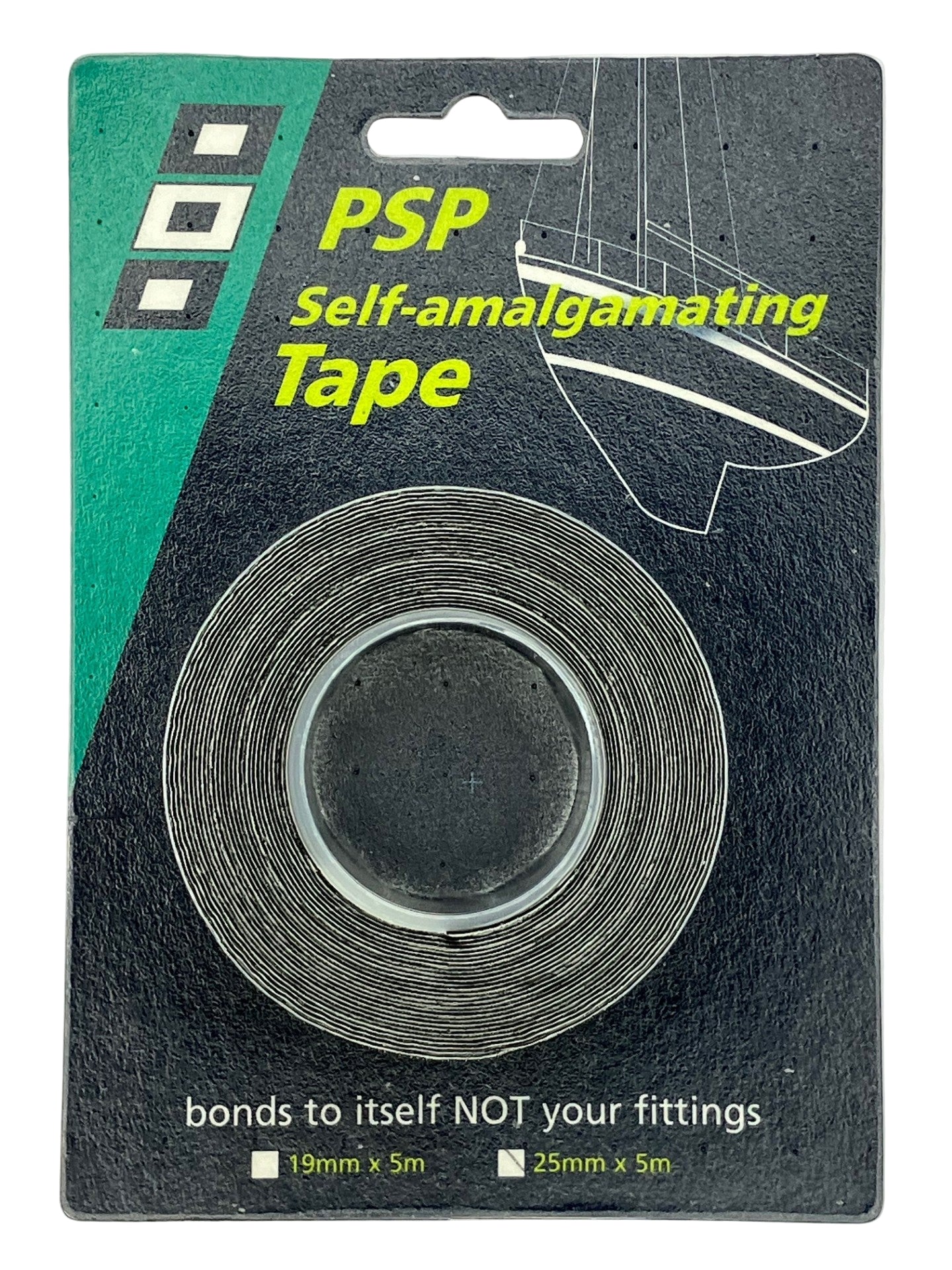 Close-up of black self amalgamating tape roll showing texture and quality