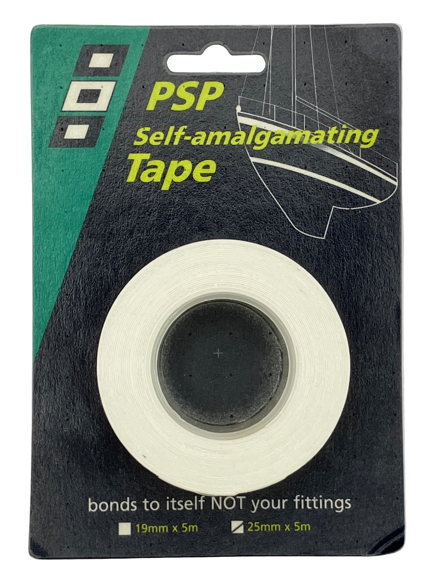 Close-up of black self amalgamating tape roll showing texture and quality white