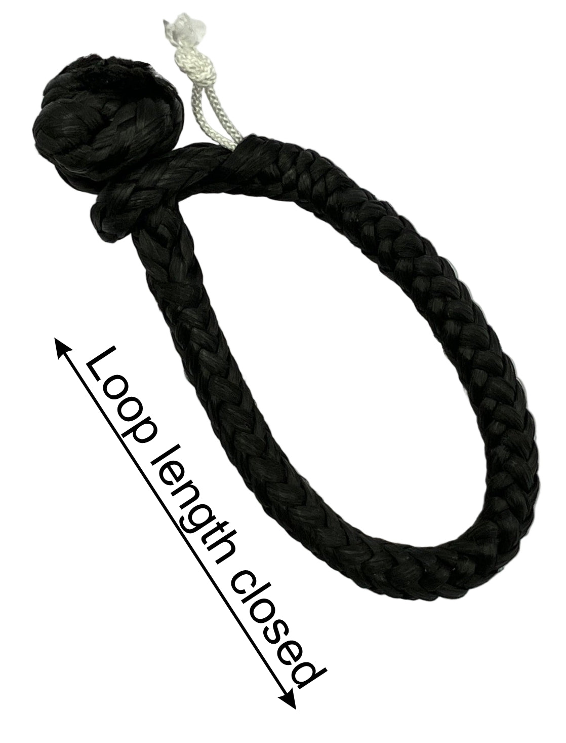 Diagram showing how to measure soft shackle loop length when closed
