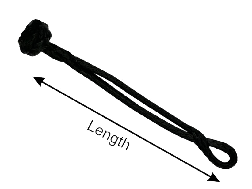 Diagram showing how to measure soft shackle open loop length