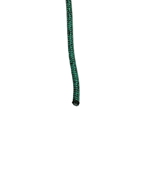 Close-up of green tapered spinnaker sheet showing heat-sealed rope end